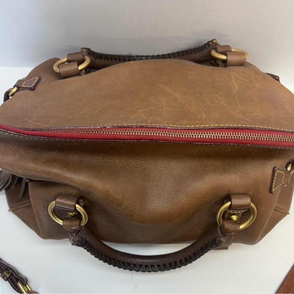 Dooney & Bourke Florentine Leather Satchel Shoulder Handbag Brown Chestnut Large - Picture 8 of 13
